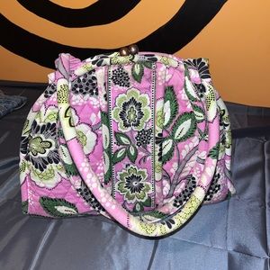 Vera Bradley “Pricilla Pink” Eloise Kiss Lock Medium Satchel Bag